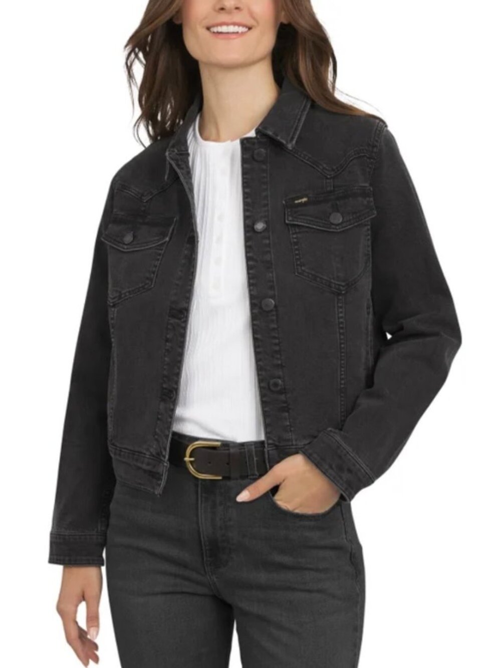 Women's Stretch Black Denim Jacket